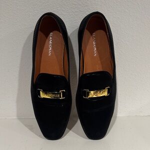 Black Loafers with Gold Accent